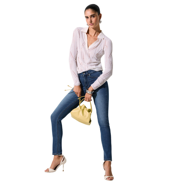 Jeans skinny da donna a vita alta lavaggio scuro