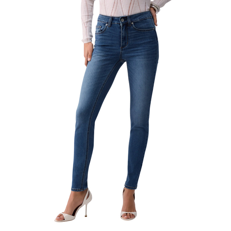 Jeans skinny da donna a vita alta lavaggio scuro