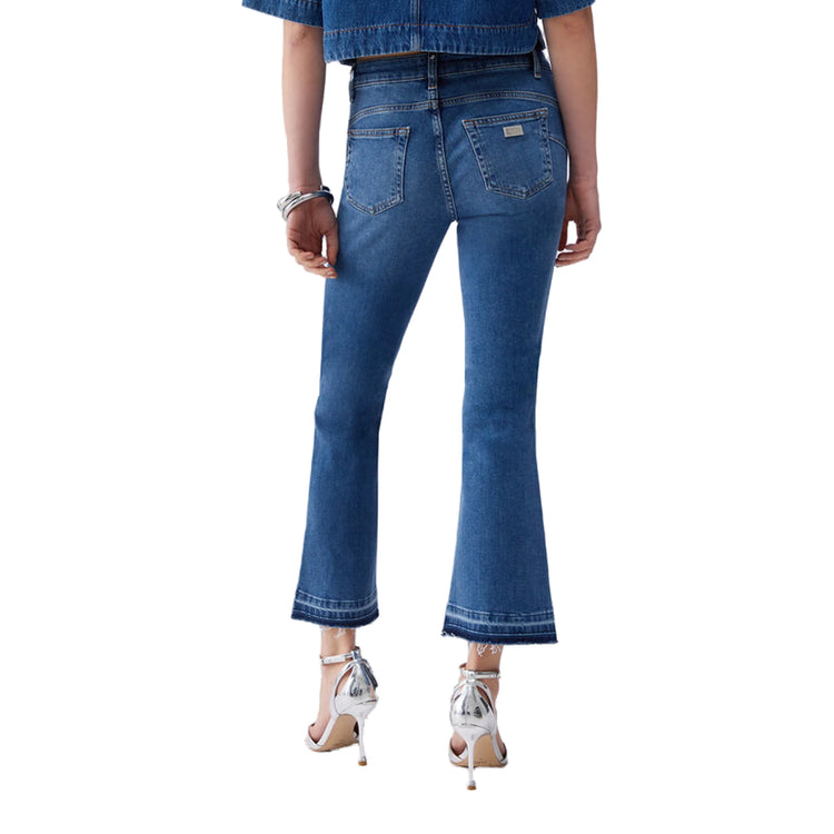 Jeans bootcut Donna con orli unfinished modella retro