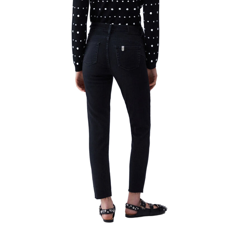 Jeans skinny Donna a vita alta in denim nero modella retro
