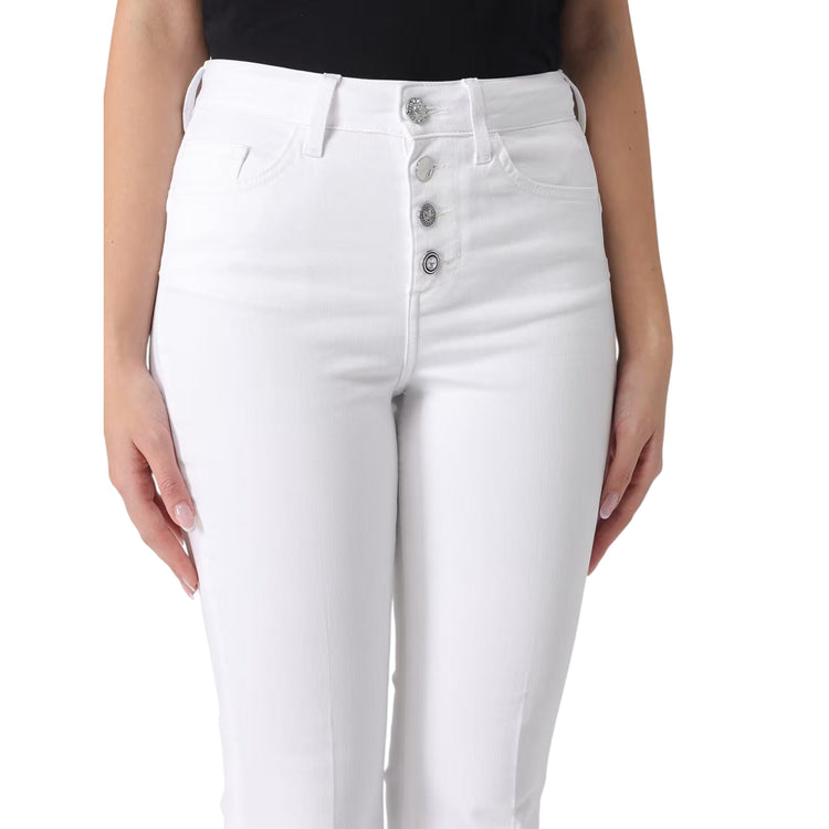 Jeans bianco cropped fit con bottoni