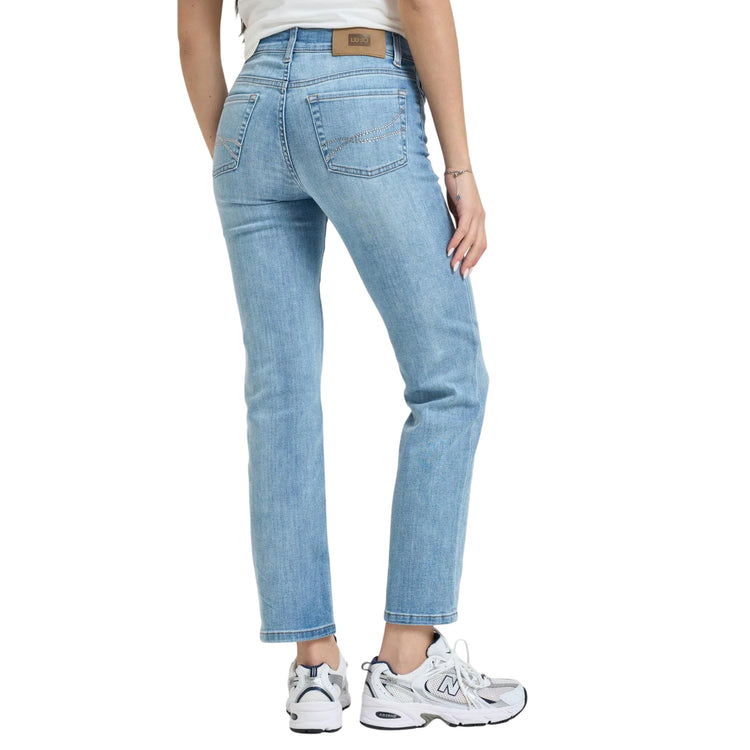 Jeans a vita alta con gamba dritta denim chiaro