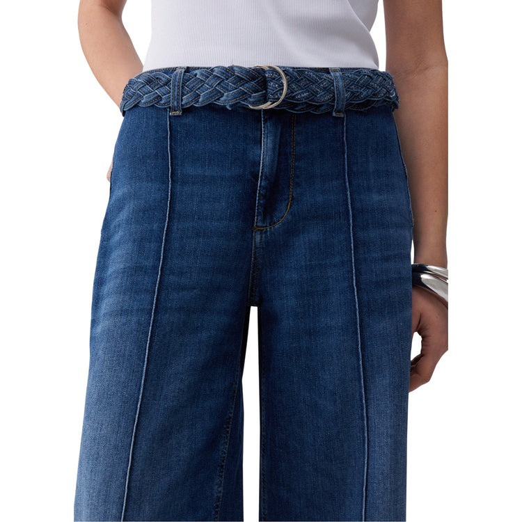 Jeans flare Donna con cintura intrecciata dettaglio frontale