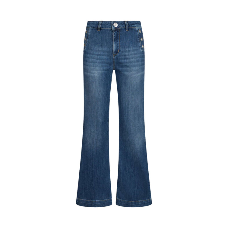 Jeans flare Donna a vita alta con bottoni