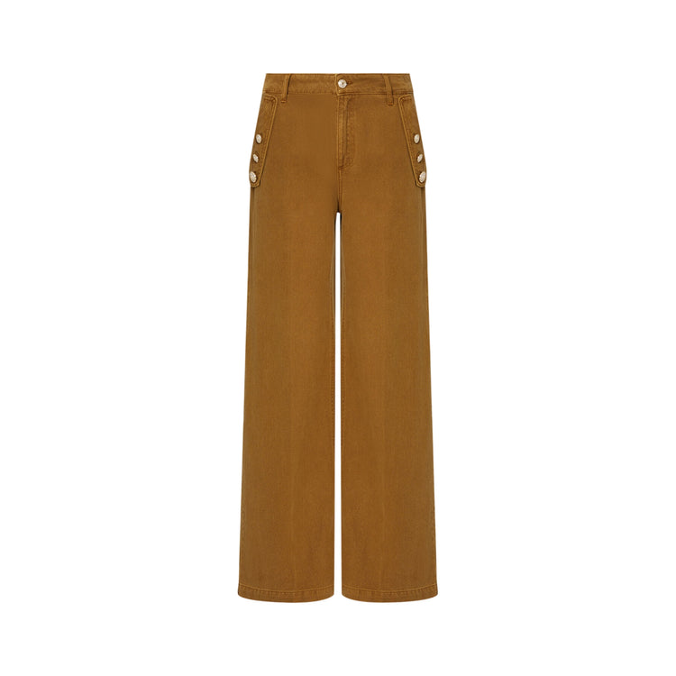 Pantalone Donna con gamba larga e bottoni decorativi