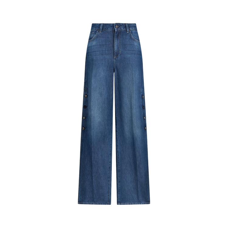 Jeans Donna con spacchi e bottoni laterali