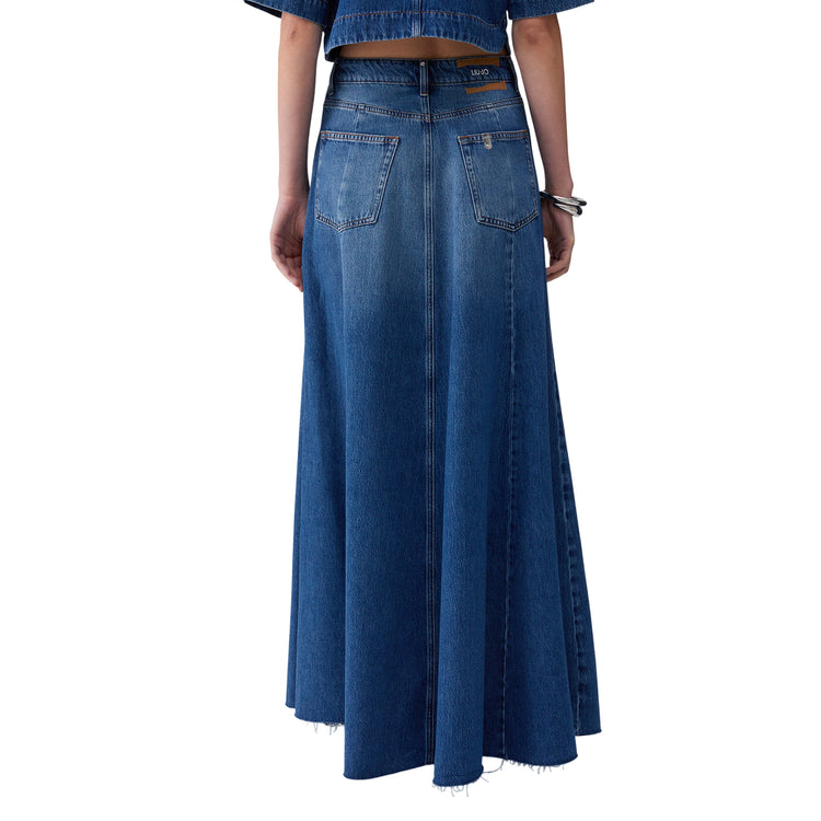 Gonna lunga Donna in denim modella retro