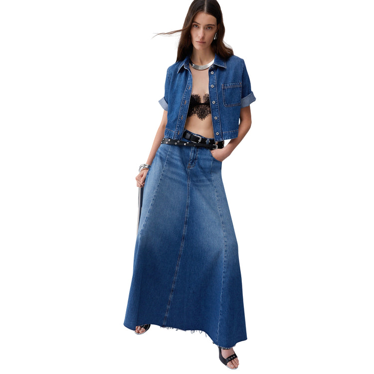Gonna lunga Donna in denim modella