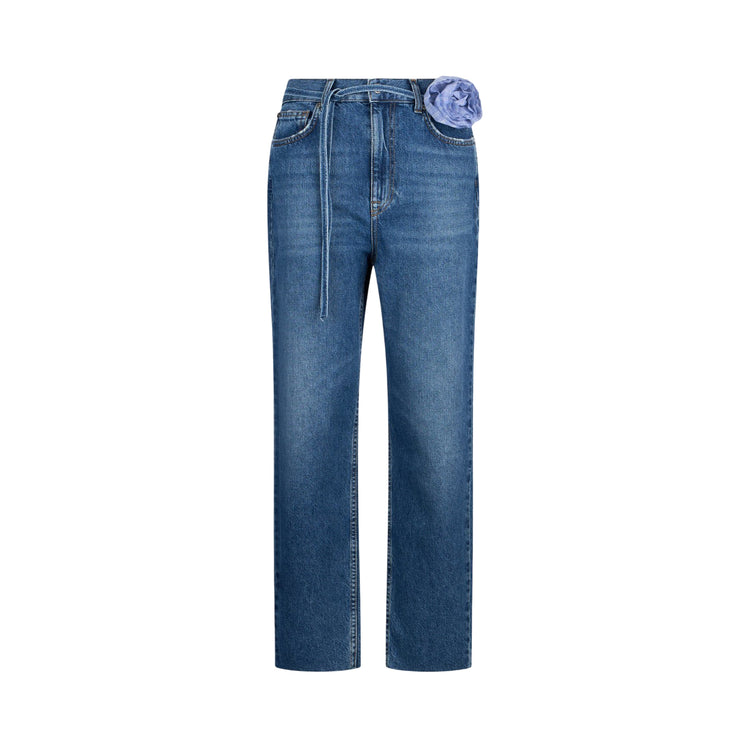 Jeans Donna con cintura con fiore