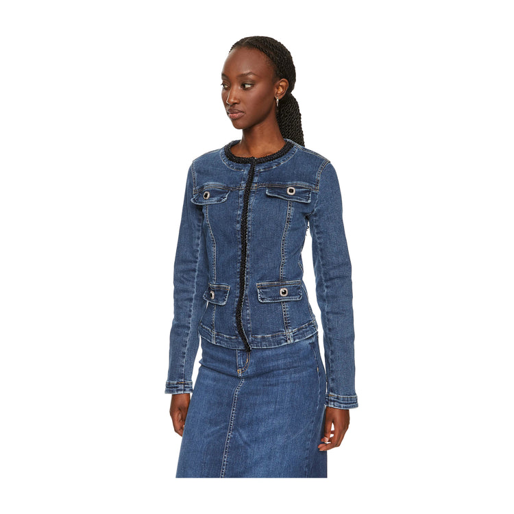 Giacca di Jeans Donna con tasche modella frontale