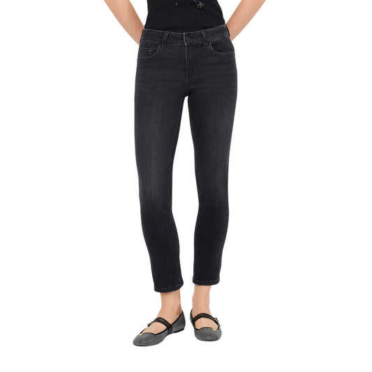 Jeans skinny Donna bottom up in nero modella frontale