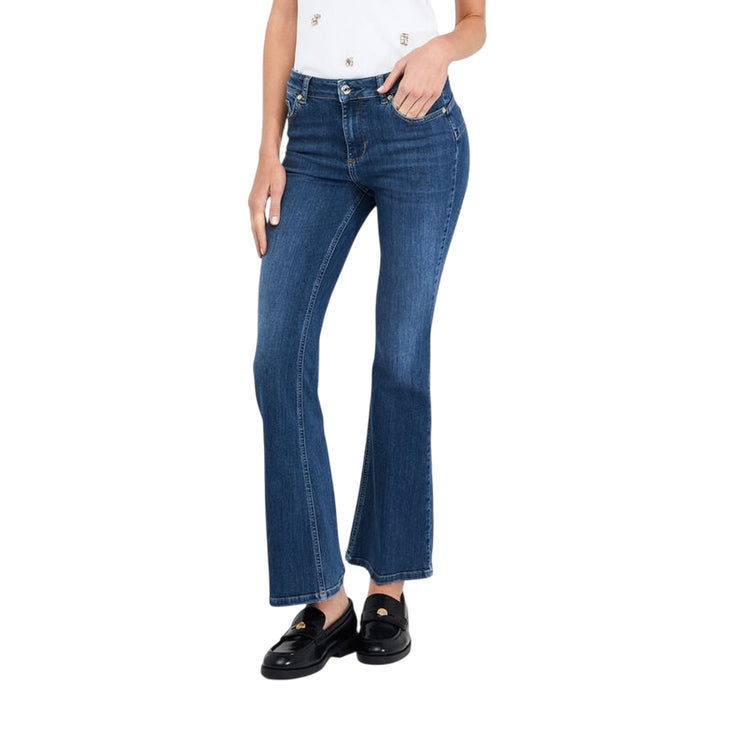 Jeans flare Donna a vita alta Blu modella frontale