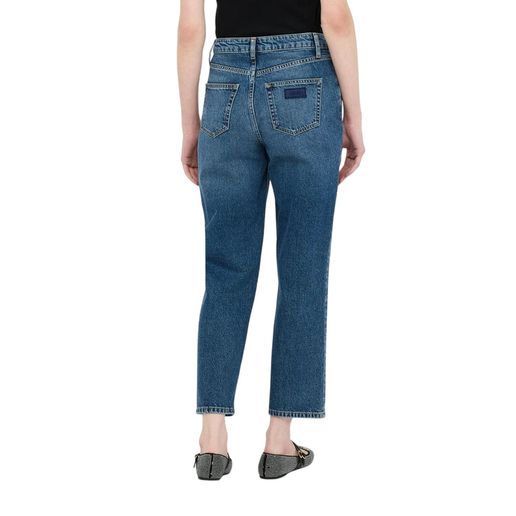 Jeans da Donna straight a vita alta Blu modella retro