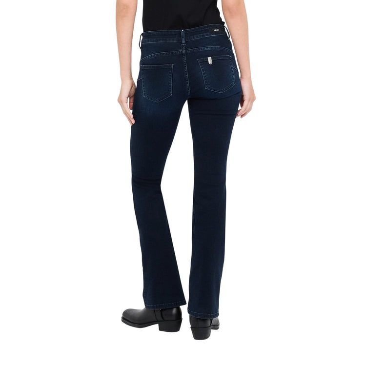 Jeans Donna bootcut bottom up Blu scuro modella retro