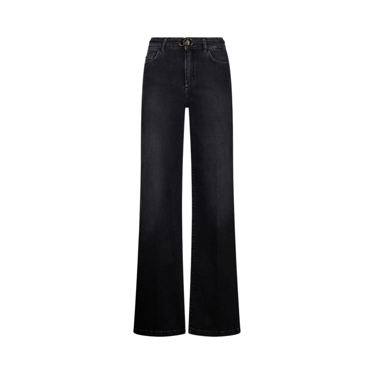 Jeans Donnaa con cintura sur ton Nero