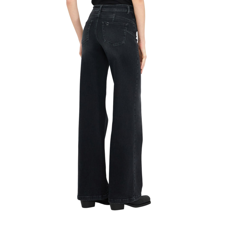 Jeans Donnaa con cintura sur ton Nero modella retro