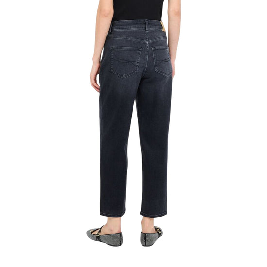 Jeans Donna carrot fit in denim nero modella retro