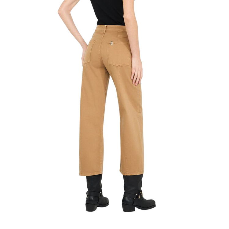 Pantaloni Donna cropped carrot fit Beige modella retro