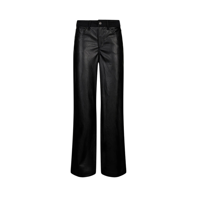 Pantaloni Donna Flare in tessuto spalmato nero