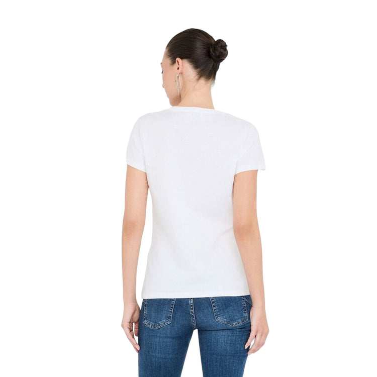 T-shirt Donna con cuore con strass modella retro