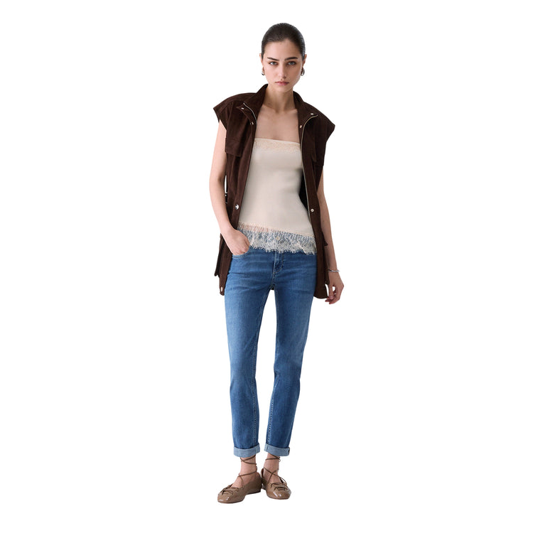 Jeans Donna Monroe, con vita regolare e risvolto