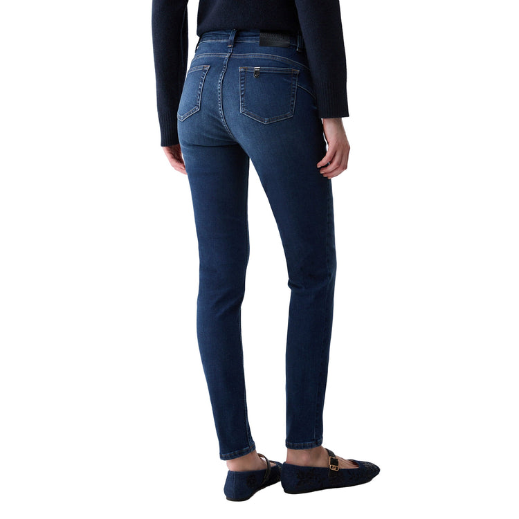 Jeans skinny Donna con dettaglio logo modella retro