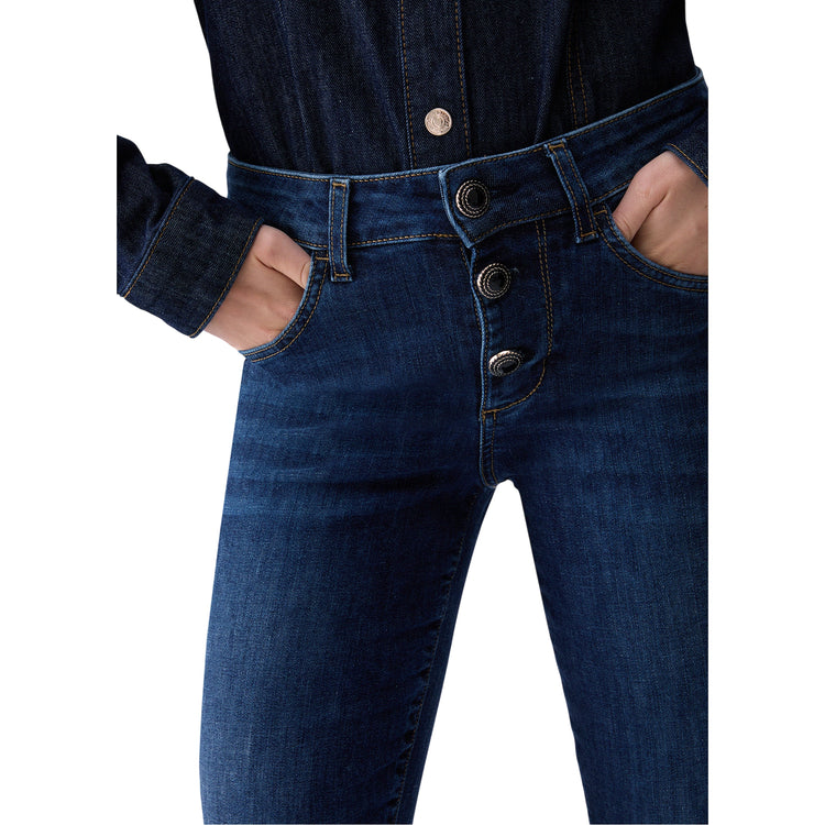Jeans Donna Blu, modello flare, con bottoni