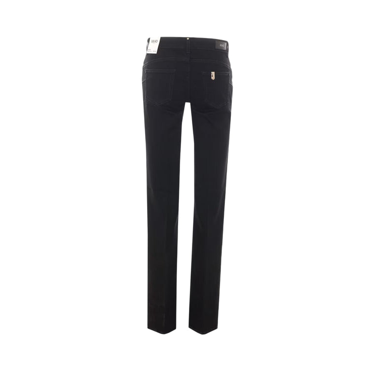 Jeans Donna Nero, modello flare, con bottoni