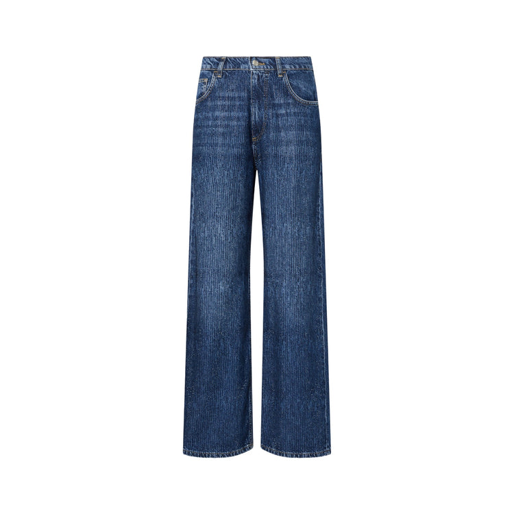 Jeans straight Donna con strass