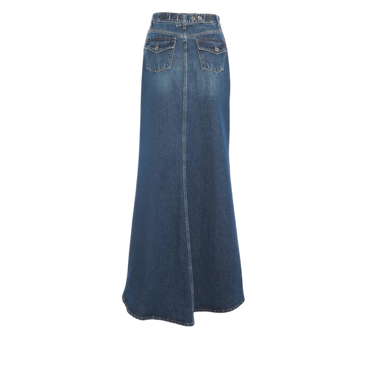 Gonna lunga Donna in denim con spacco retro