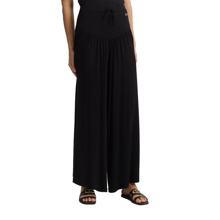 Pantaloni Donna in jersey a palazzo Nero modella frontale