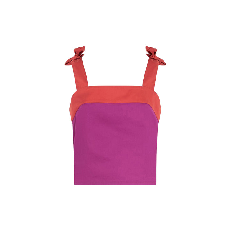 Top Donna in cotone con fiocchetti