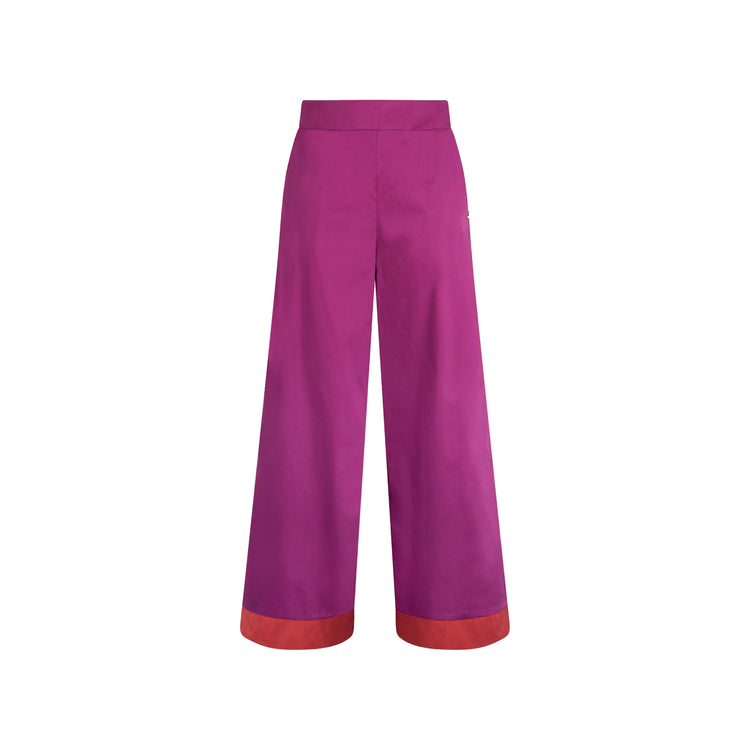Pantaloni a palazzo da donna in cotone viola