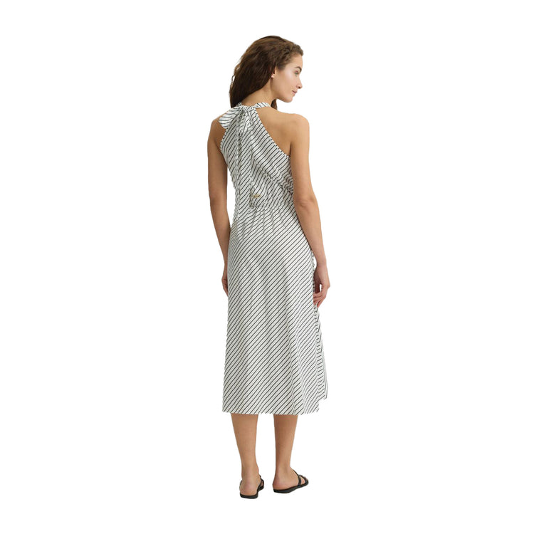 Abito Donna in popeline a righe bianco e nero modella retro