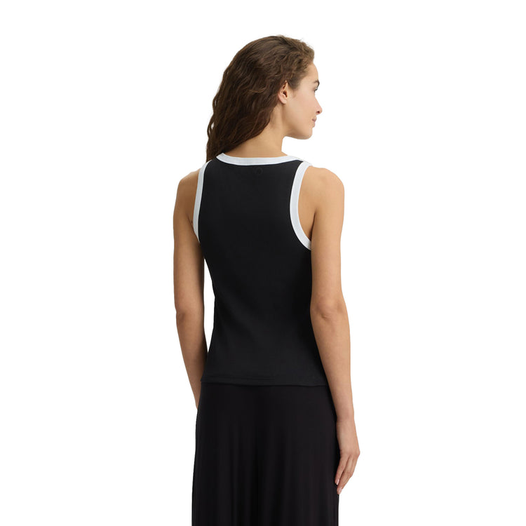 Top Donna a costine Nero modella retro