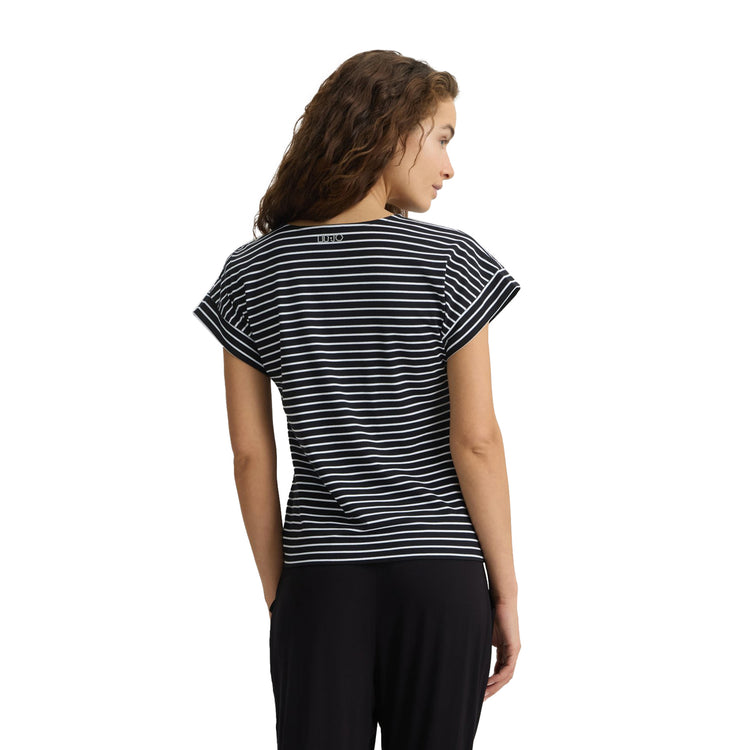 T-shirt a righe Donna con maniche ad aletta modella retro