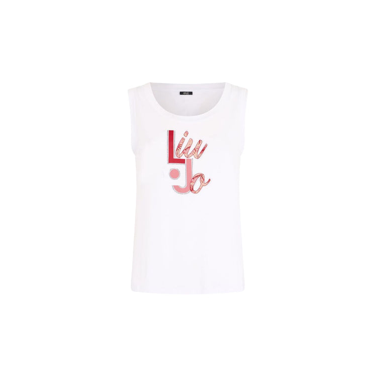 Top Bianco da Donna con logo e strass