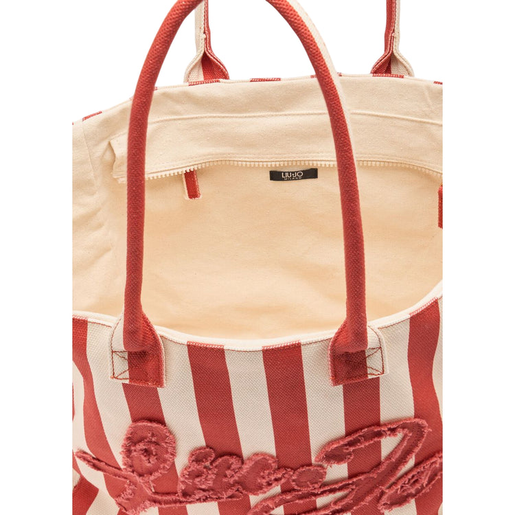 Tote Bag da Donna a righe Rosso interno