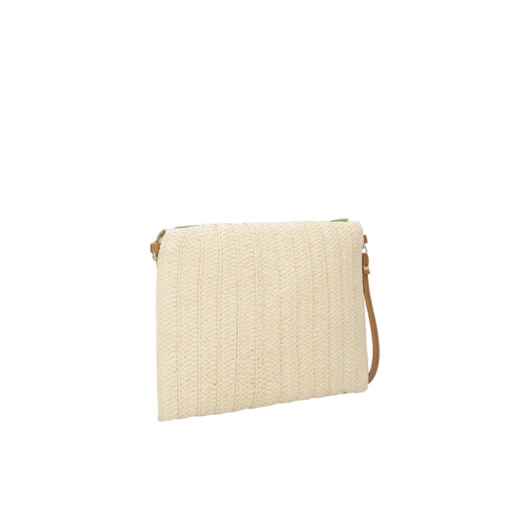 Pochette Donna in paglia con frange verdi retro