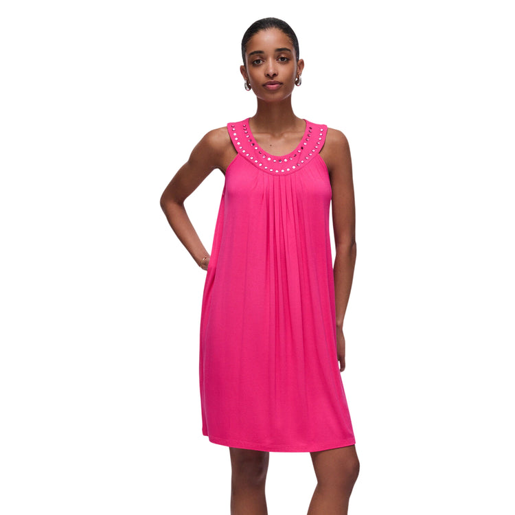 Abito Donna in viscosa, con borchie e scollo ampio
