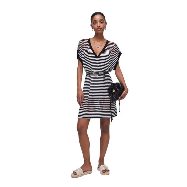 Abito Donna Nero, in viscosa, con mesh sul fondo decorative