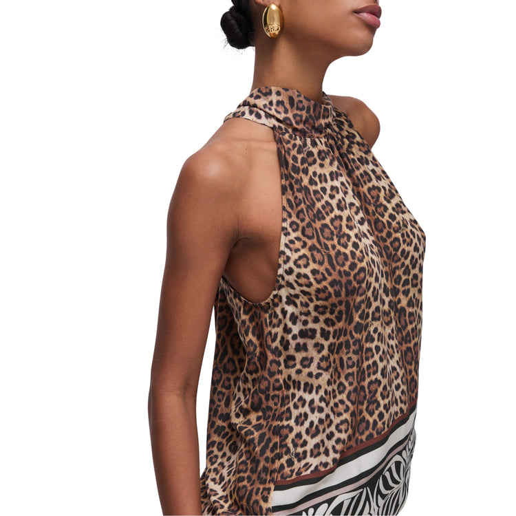 Top con stampa animalier e zebrato sul fondo