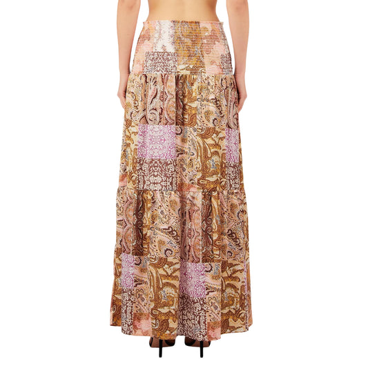 Gonna lunga Donna stampata all over modella retro