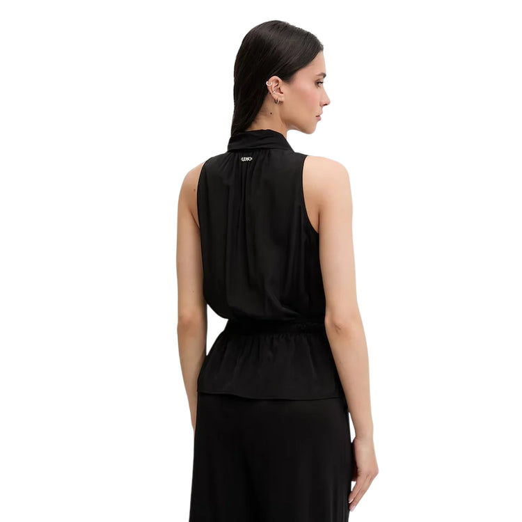Top Donna con profondo scollo a V nero modella retro