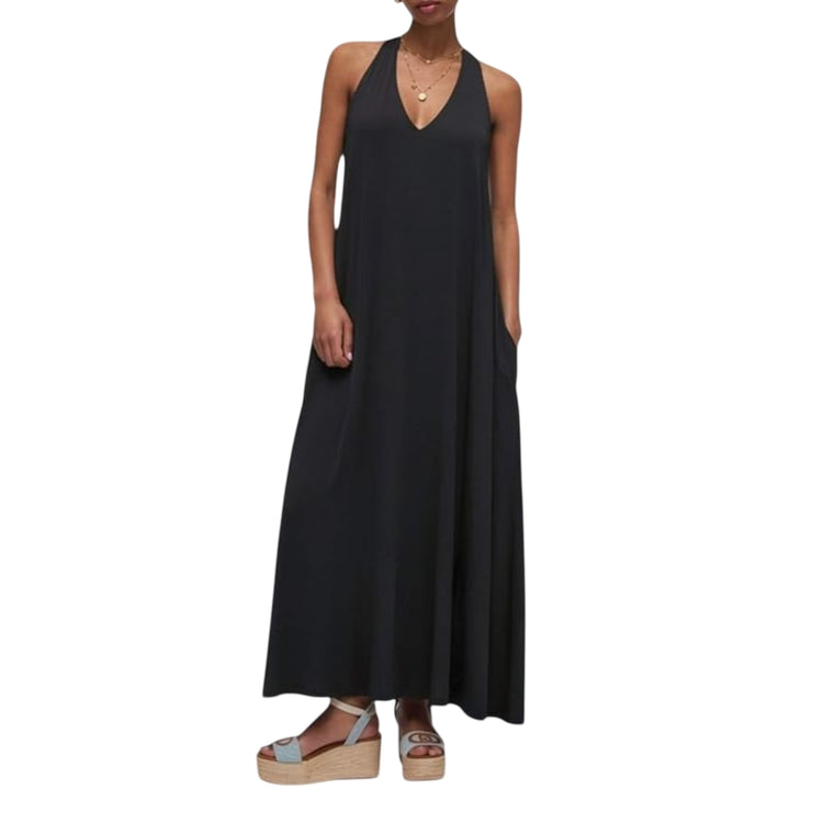 Abito Donna Nero, cut-out posteriore, lungo