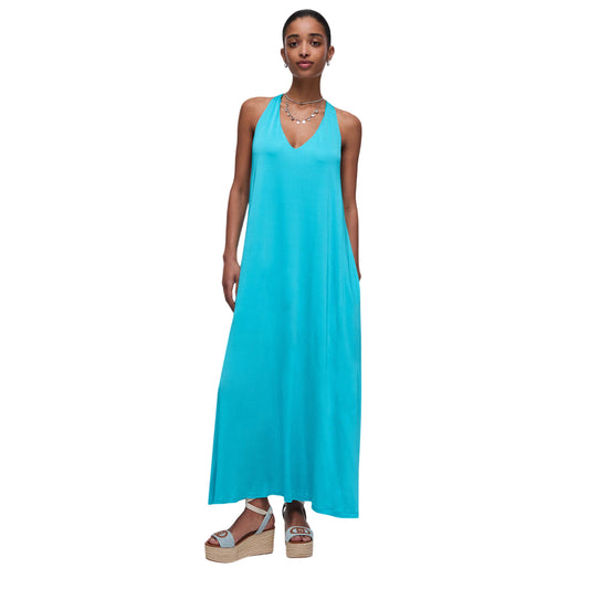 Abito Donna Azzurro, cut-out posteriore, lungo