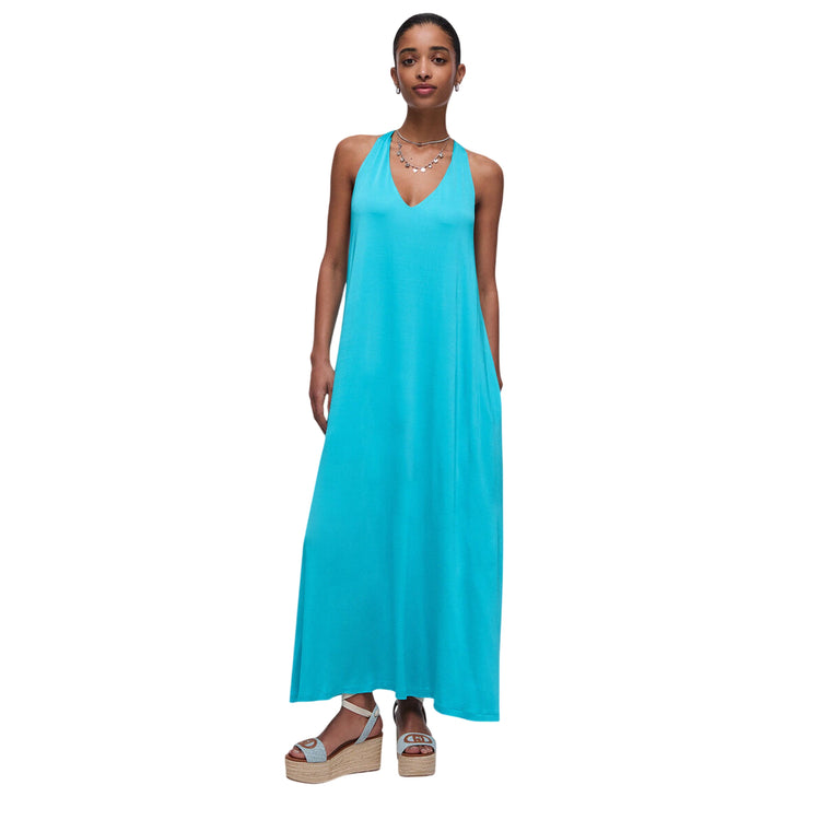 Abito Donna Azzurro, cut-out posteriore, lungo