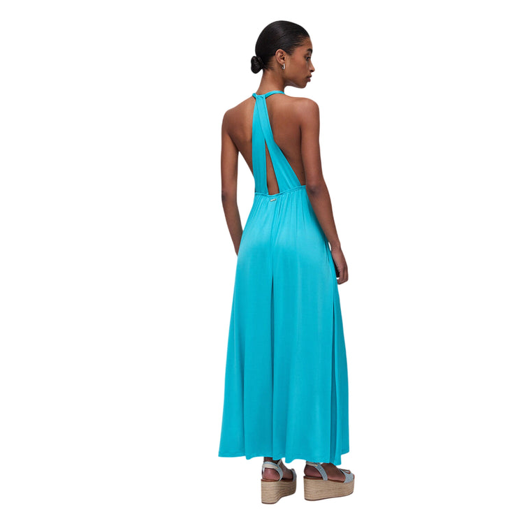 Abito Donna Azzurro, cut-out posteriore, lungo