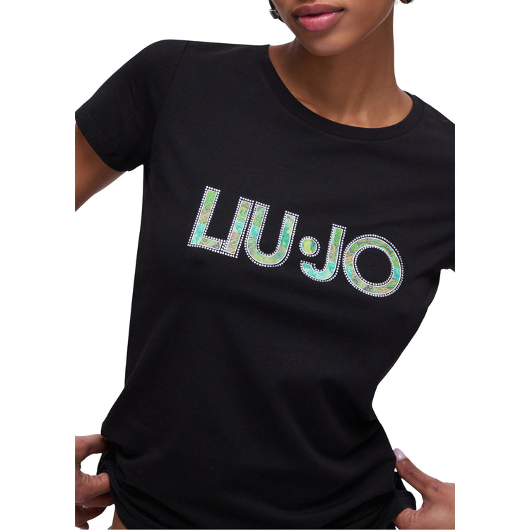 T-shirt Donna con logo a fantasia verde dettaglio