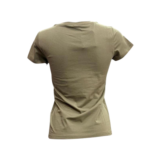 T-shirt Donna Verde in cotone, con stampe logo strass